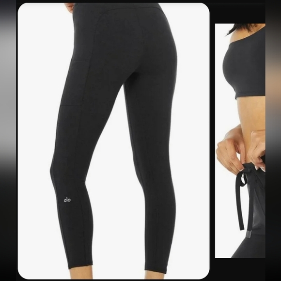 ALO Yoga Checkpoint Drawstring Leggings, Black, XS - Picture 9 of 10